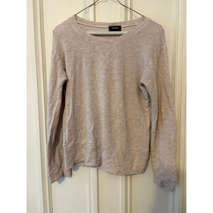 MONROW womens Long Sleeve heathered light pink crewneck sweatshirt XS